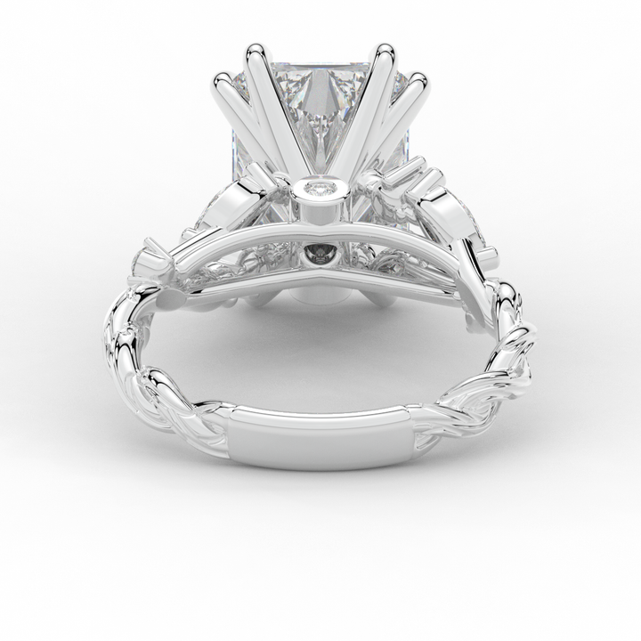 5.30CT.TW RADIANT LAB DIAMOND STYLIZED VINE AND TREE BARK FINISH ENGAGEMENT RING - Nazarelle