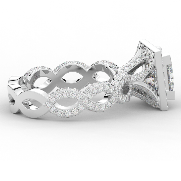 2.40CT.TW PRINCESS LAB DIAMOND HALO ENGAGEMENT RING - Nazarelle