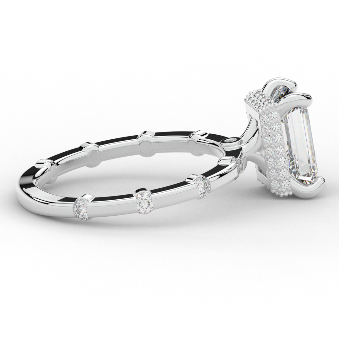 2.60CT.TW RADIANT LAB DIAMOND UNDERHALO SOLITAIRE ENGAGEMENT RING - Nazarelle