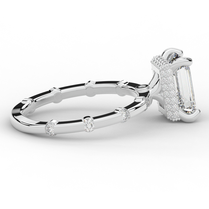 2.60CT.TW RADIANT LAB DIAMOND UNDERHALO SOLITAIRE ENGAGEMENT RING - Nazarelle