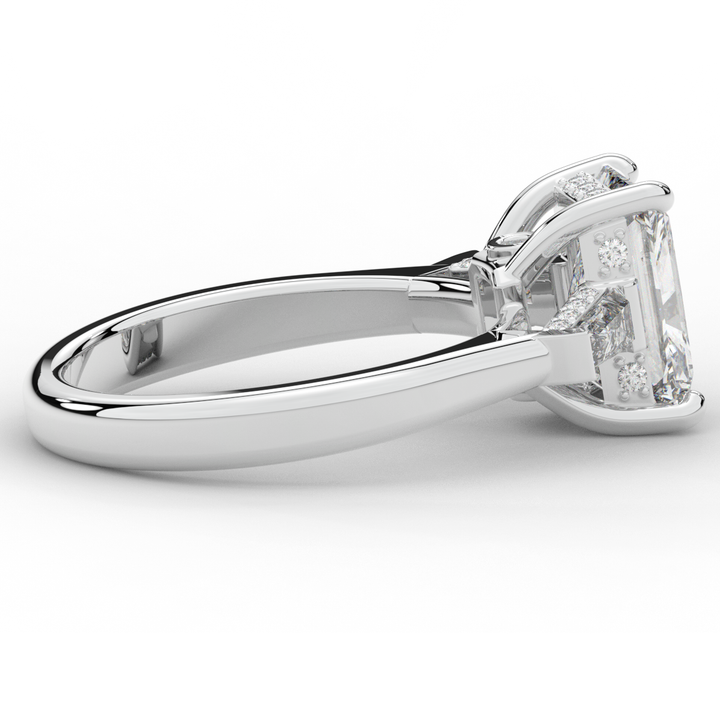 3.45CT.TW RADIANT LAB DIAMOND 3 STONE ENGAGEMENT RING - Nazarelle