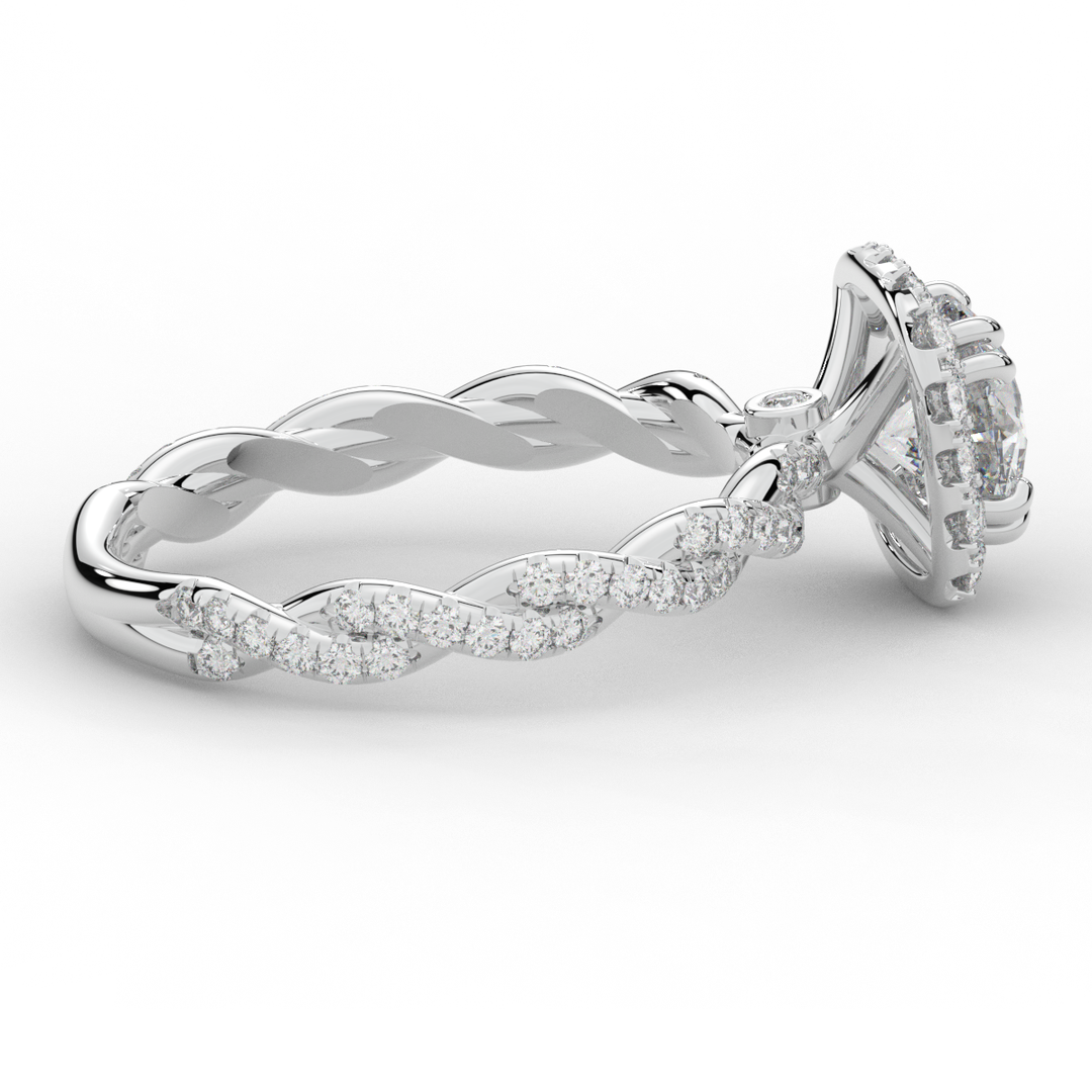 1.55CT.TW ROUND LAB DIAMOND HALO TWIST ENGAGEMENT RING - Nazarelle