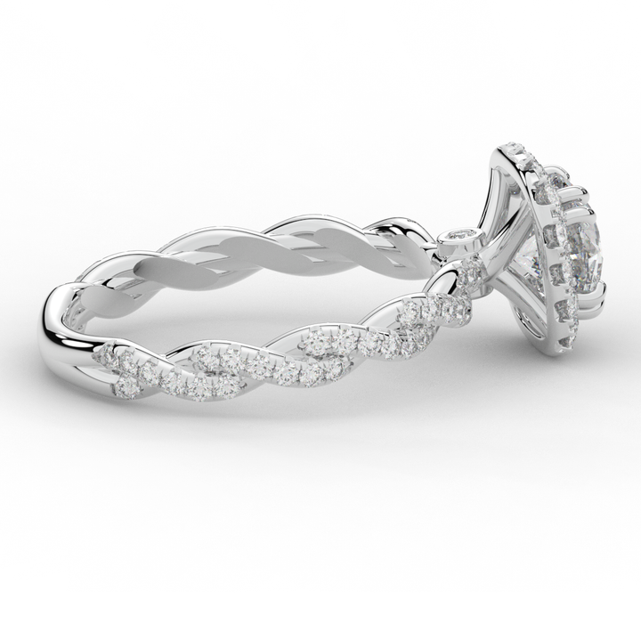 1.55CT.TW ROUND LAB DIAMOND HALO TWIST ENGAGEMENT RING - Nazarelle