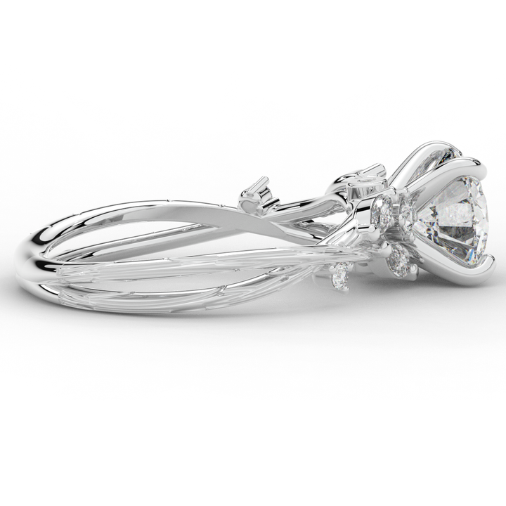1.75CT.TW ROUND LAB DIAMOND STYLIZED VINE AND TREE BARK FINISH ENGAGEMENT RING - Nazarelle