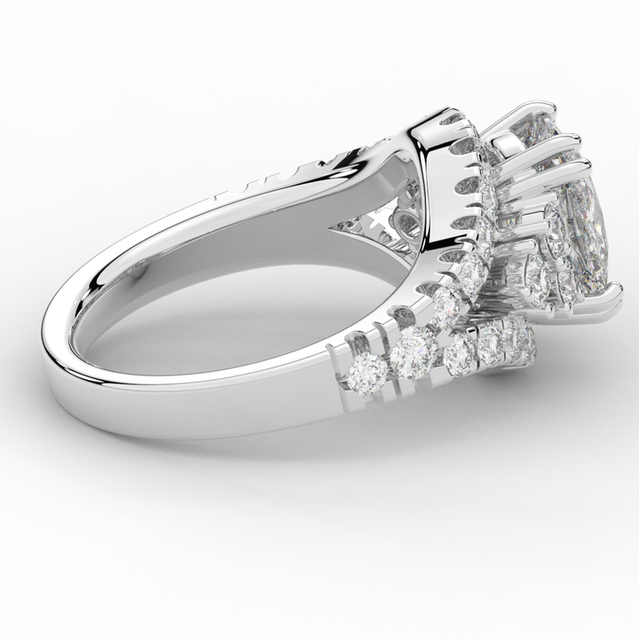 3.10CT.TW CUSHION LAB DIAMOND HALO ENGAGEMENT RING - Nazarelle