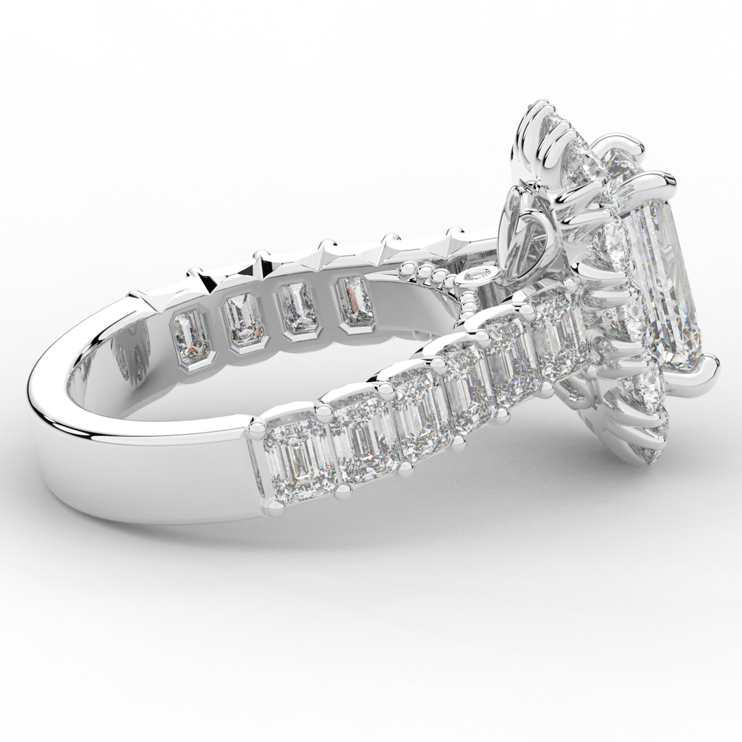 6.00CT.TW EMERALD CUT LAB DIAMOND HALO ENGAGEMENT RING - Nazarelle