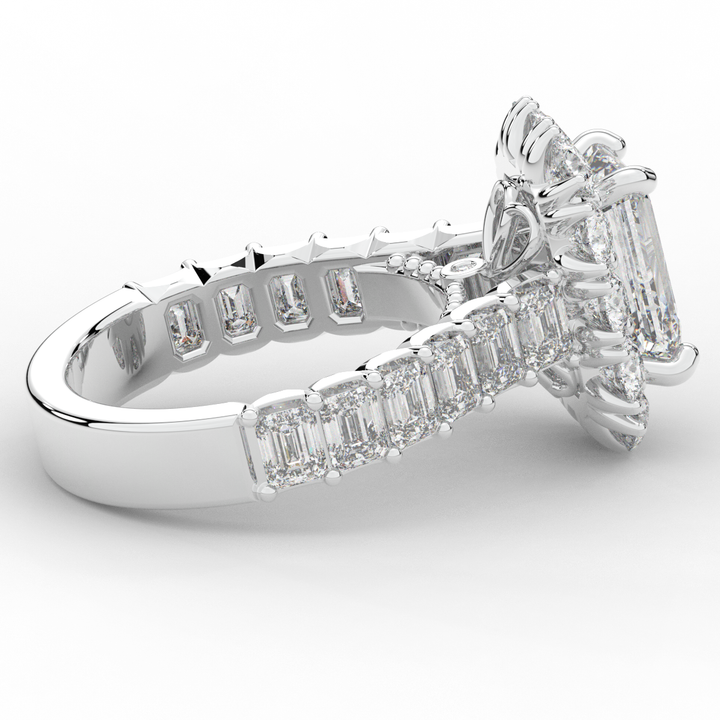 6.00CT.TW EMERALD CUT LAB DIAMOND HALO ENGAGEMENT RING - Nazarelle