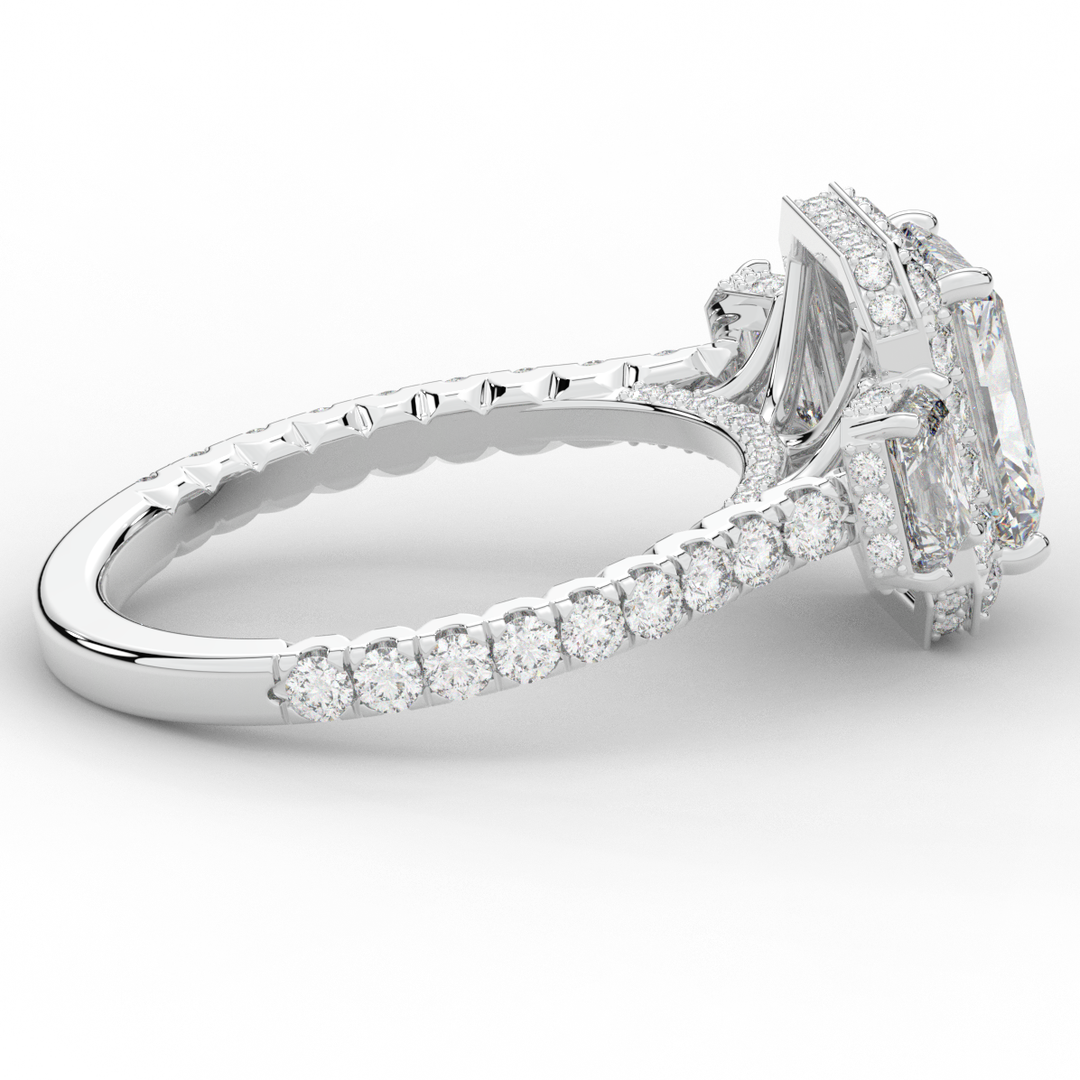 3.20CT.TW RADIANT LAB DIAMOND 3 STONE ENGAGEMENT RING - Nazarelle