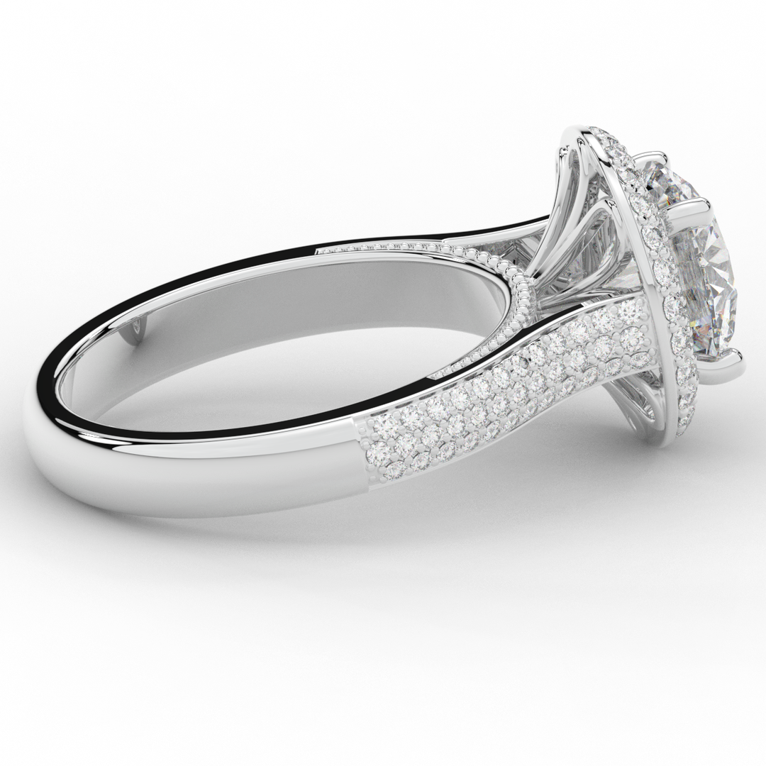 2.45CT.TW ROUND LAB DIAMOND HALO ENGAGEMENT RING - Nazarelle