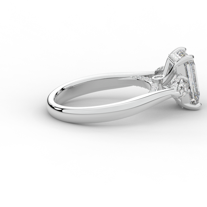 2.40CT.TW EMERALD CUT LAB DIAMOND 3 STONE ENGAGEMENT RING - Nazarelle