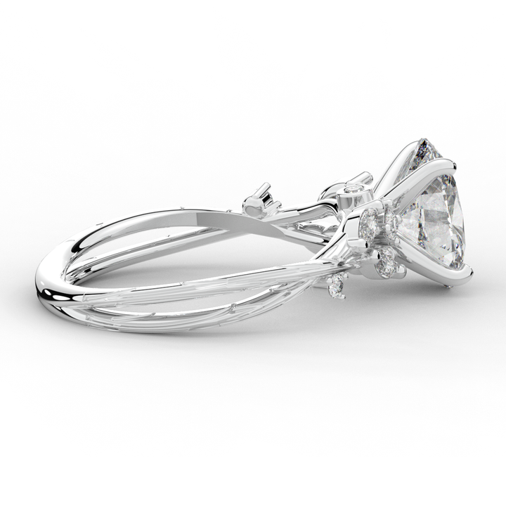 2.25CT.TW OVAL LAB DIAMOND STYLIZED VINE AND TREE BARK FINISH ENGAGEMENT RING - Nazarelle