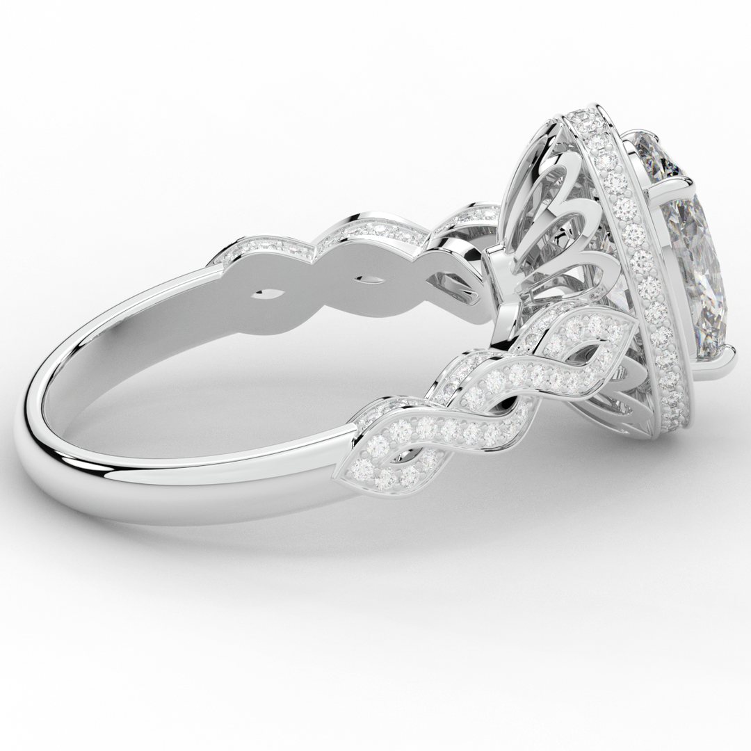 3.10CT.TW OVAL LAB DIAMOND HALO ENGAGEMENT RING - Nazarelle