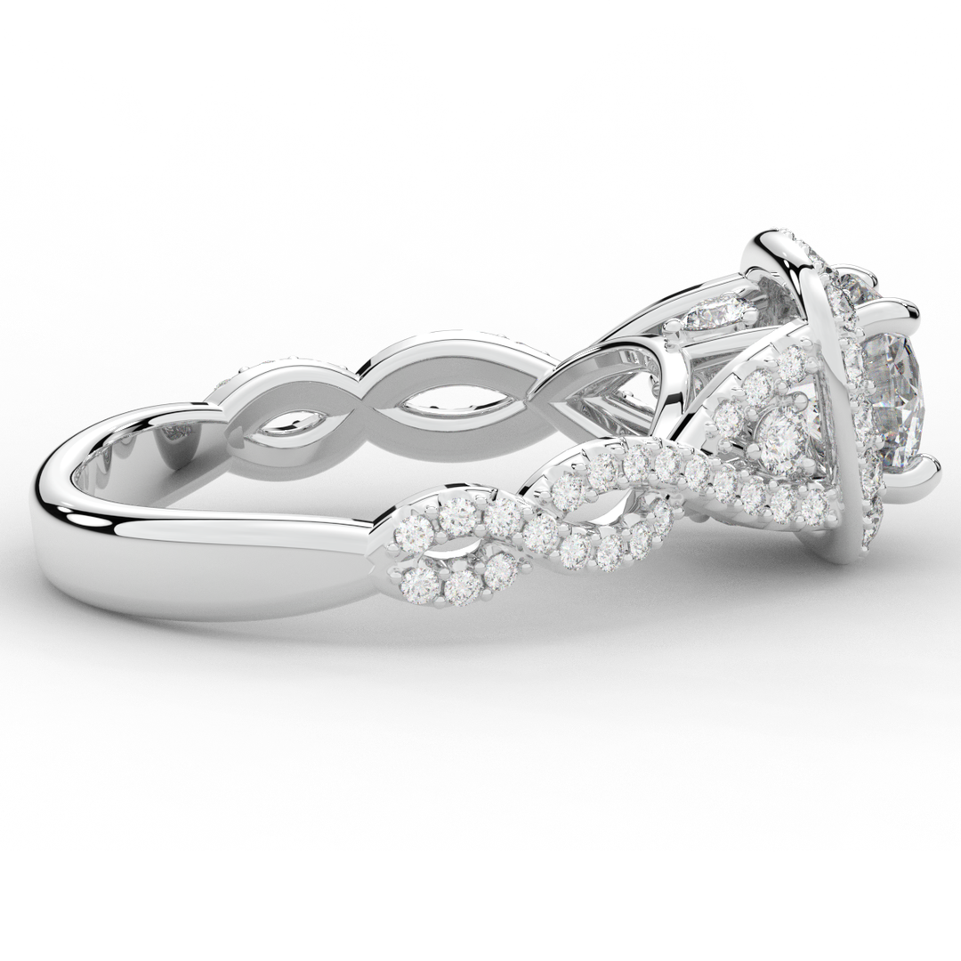 1.30CT.TW ROUND LAB DIAMOND HALO ENGAGEMENT RING - Nazarelle