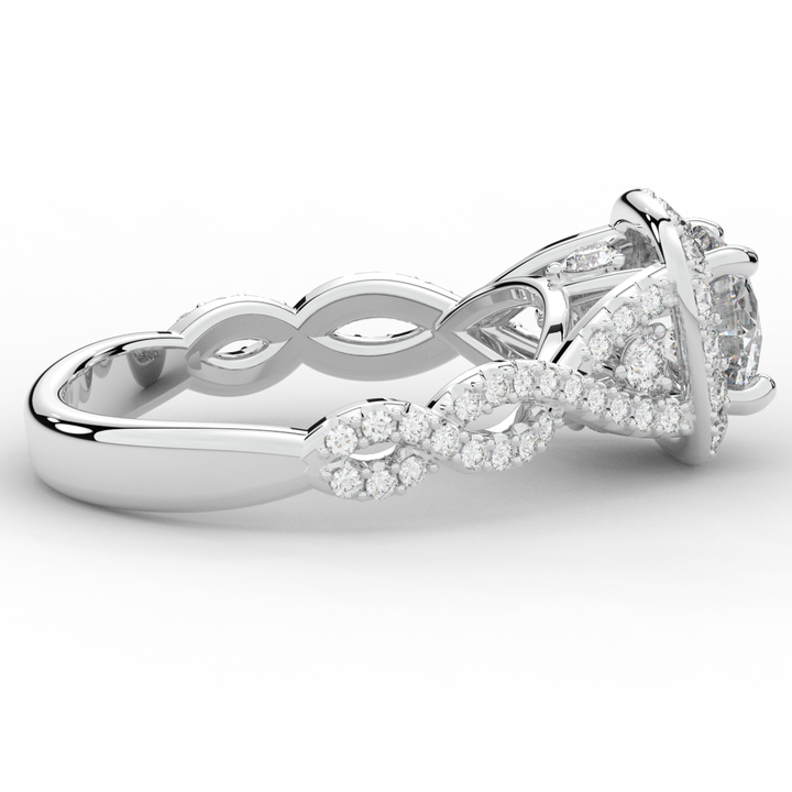 1.30CT.TW ROUND LAB DIAMOND HALO ENGAGEMENT RING - Nazarelle