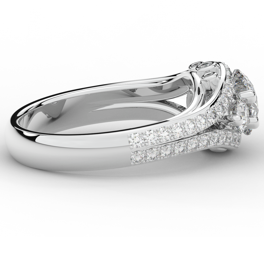1.90CT.TW ROUND LAB DIAMOND THREE STONE ENGAGEMENT RING - Nazarelle