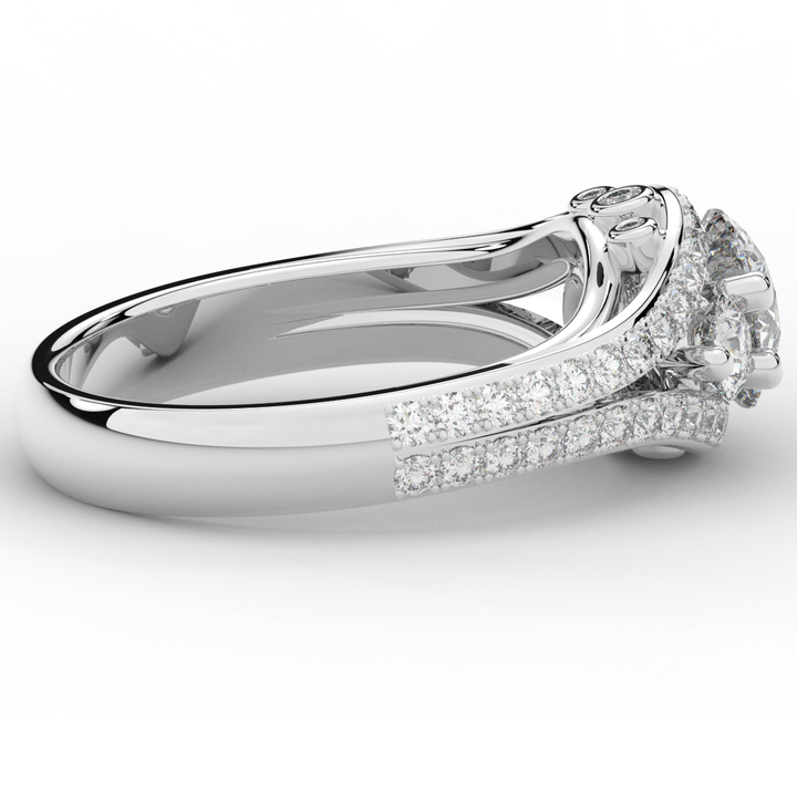 1.90CT.TW ROUND LAB DIAMOND THREE STONE ENGAGEMENT RING - Nazarelle