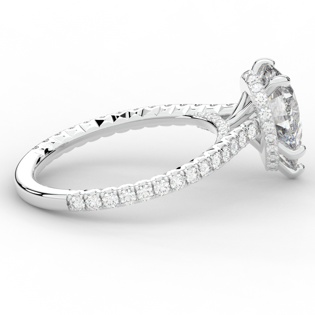 2.50CT.TW PEAR LAB DIAMOND UNDERHALO SOLITAIRE ENGAGEMENT RING - Nazarelle