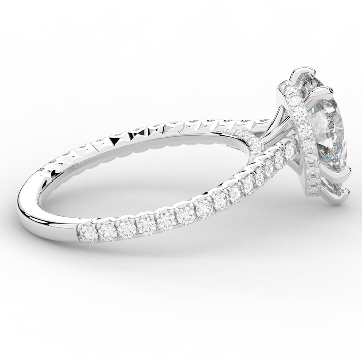 2.50CT.TW PEAR LAB DIAMOND UNDERHALO SOLITAIRE ENGAGEMENT RING - Nazarelle