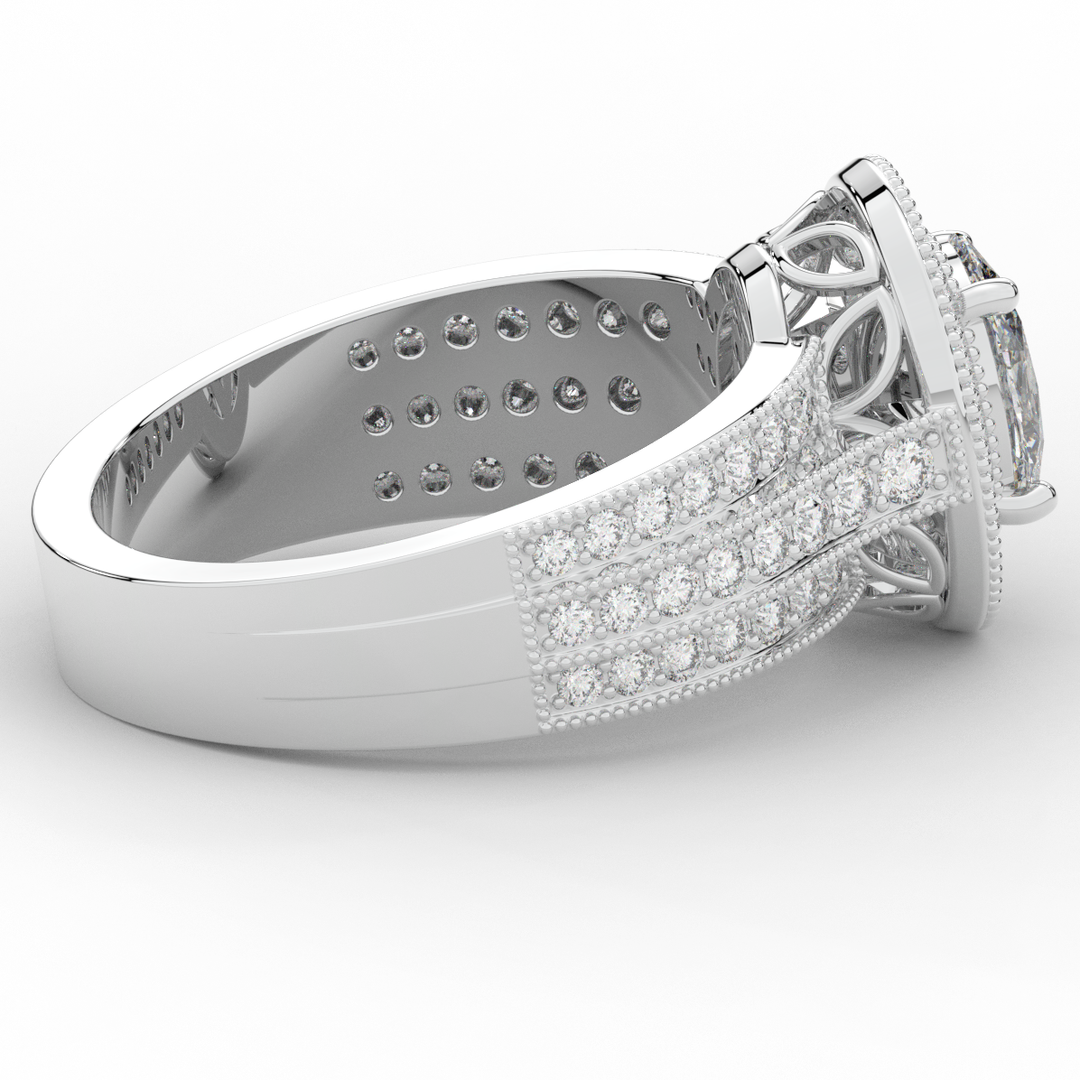 1.80CT.TW OVAL LAB DIAMOND HALO ENGAGEMENT RING - Nazarelle