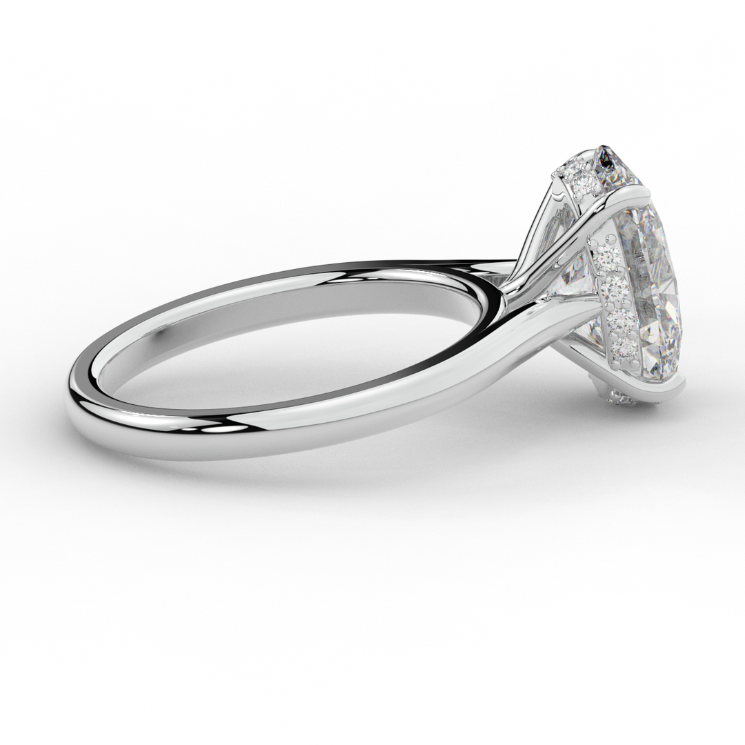 2.05CT.TW OVAL LAB DIAMOND UNDERHALO ENGAGEMENT RING - Nazarelle