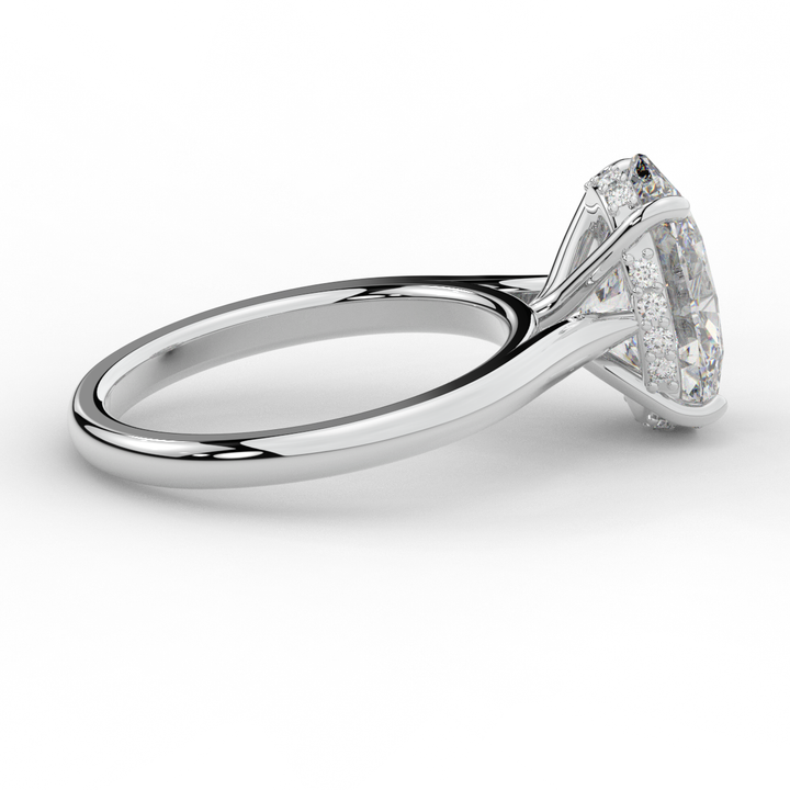 2.05CT.TW OVAL LAB DIAMOND UNDERHALO ENGAGEMENT RING - Nazarelle