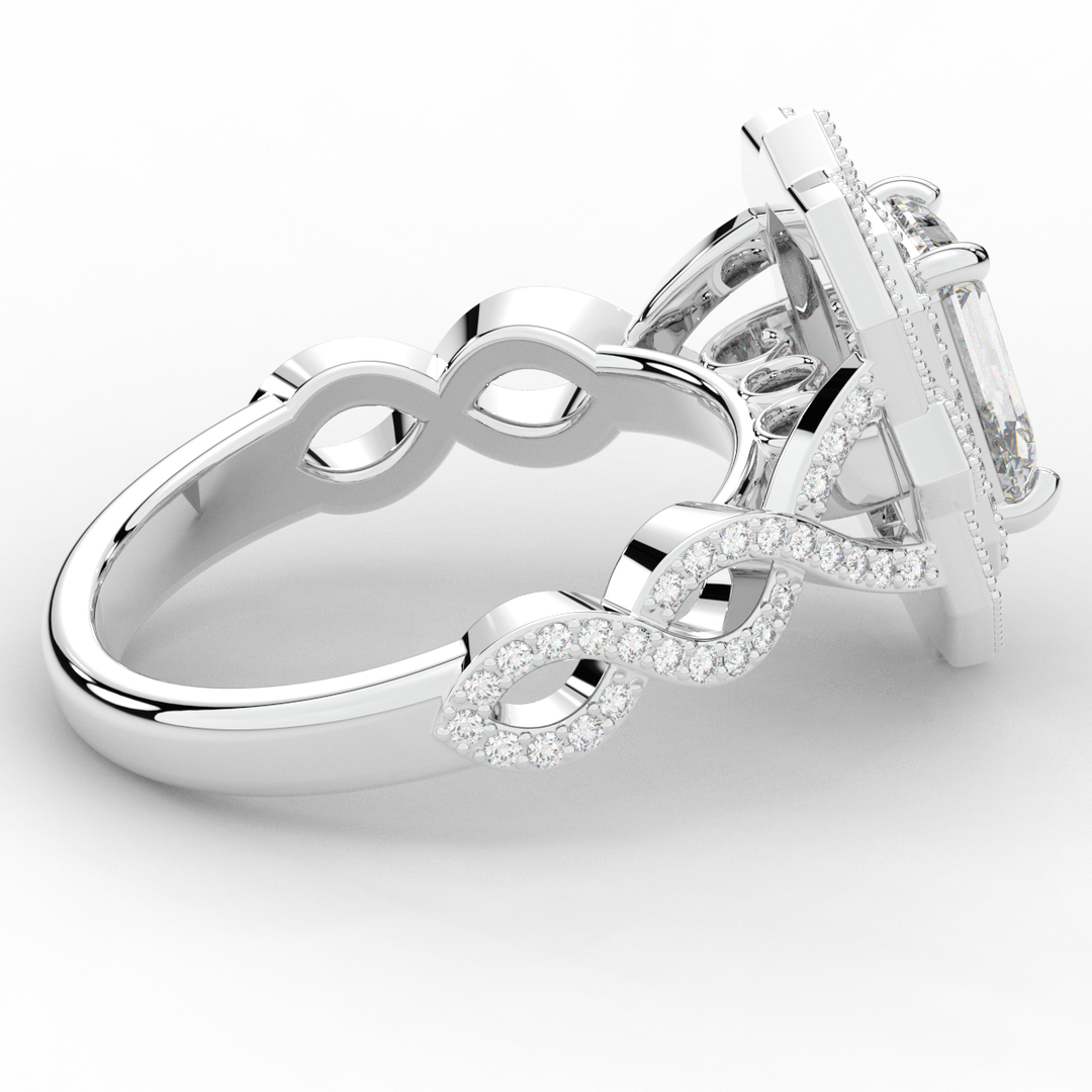 1.90CT.TW EMERALD CUT LAB DIAMOND HALO ENGAGEMENT RING - Nazarelle