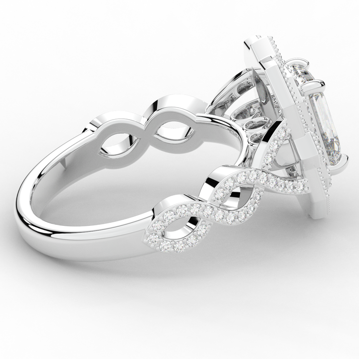 1.90CT.TW EMERALD CUT LAB DIAMOND HALO ENGAGEMENT RING - Nazarelle