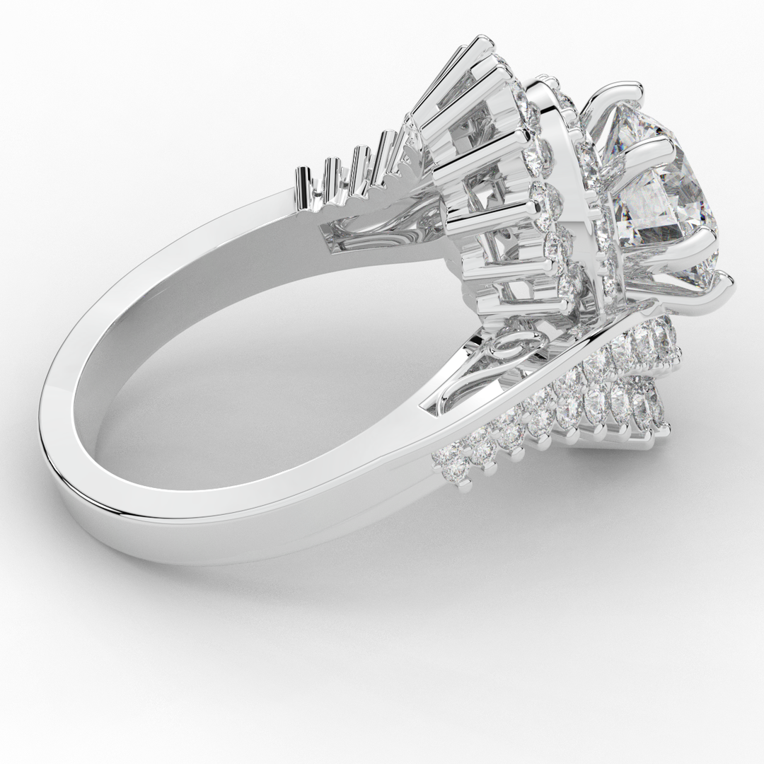3.35CT.TW ROUND LAB DIAMOND BYPASS HALO ENGAGEMENT RING - Nazarelle