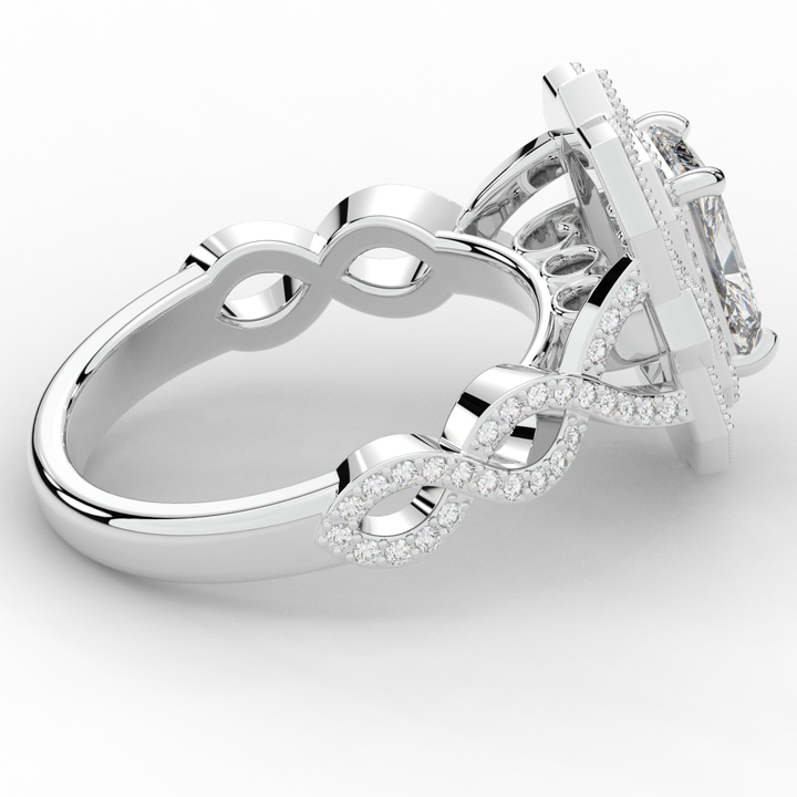 1.90CT.TW RADIANT LAB DIAMOND HALO ENGAGEMENT RING - Nazarelle