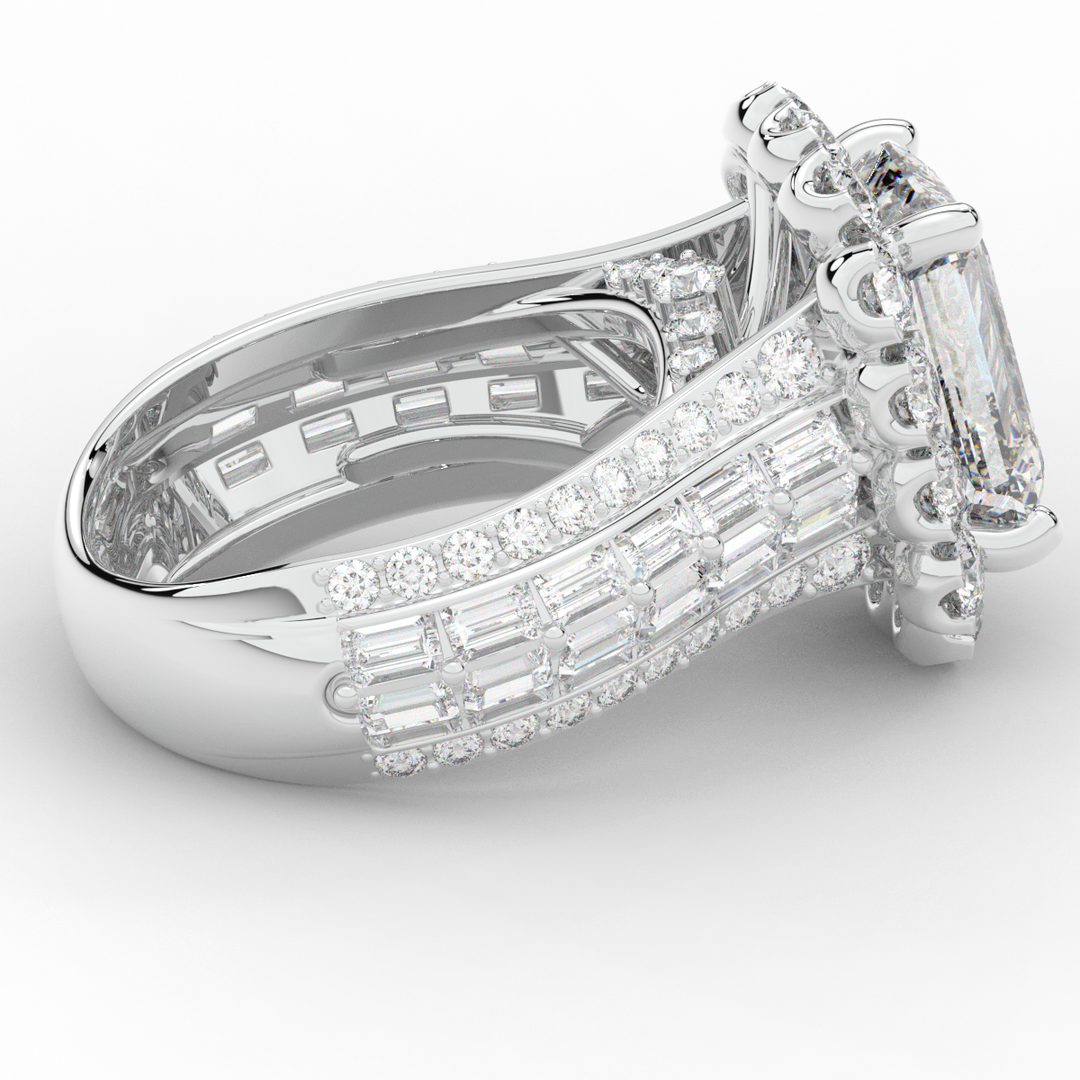 8.00CT.TW EMERALD CUT LAB DIAMOND HALO ENGAGEMENT RING - Nazarelle