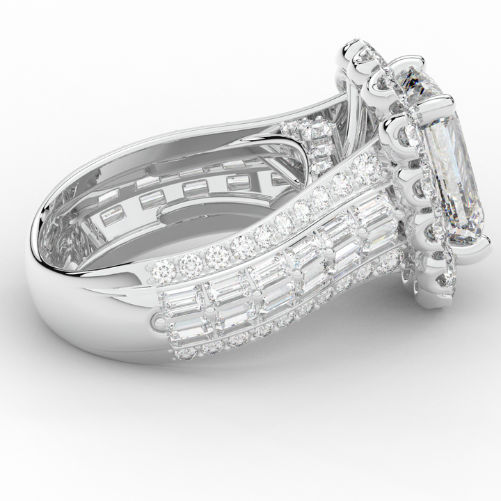 8.00CT.TW EMERALD CUT LAB DIAMOND HALO ENGAGEMENT RING - Nazarelle