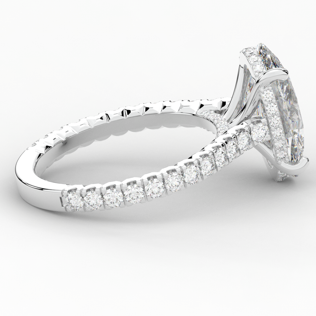 4.70CT.TW OVAL LAB DIAMOND UNDERHALO SOLITAIRE ENGAGEMENT RING - Nazarelle