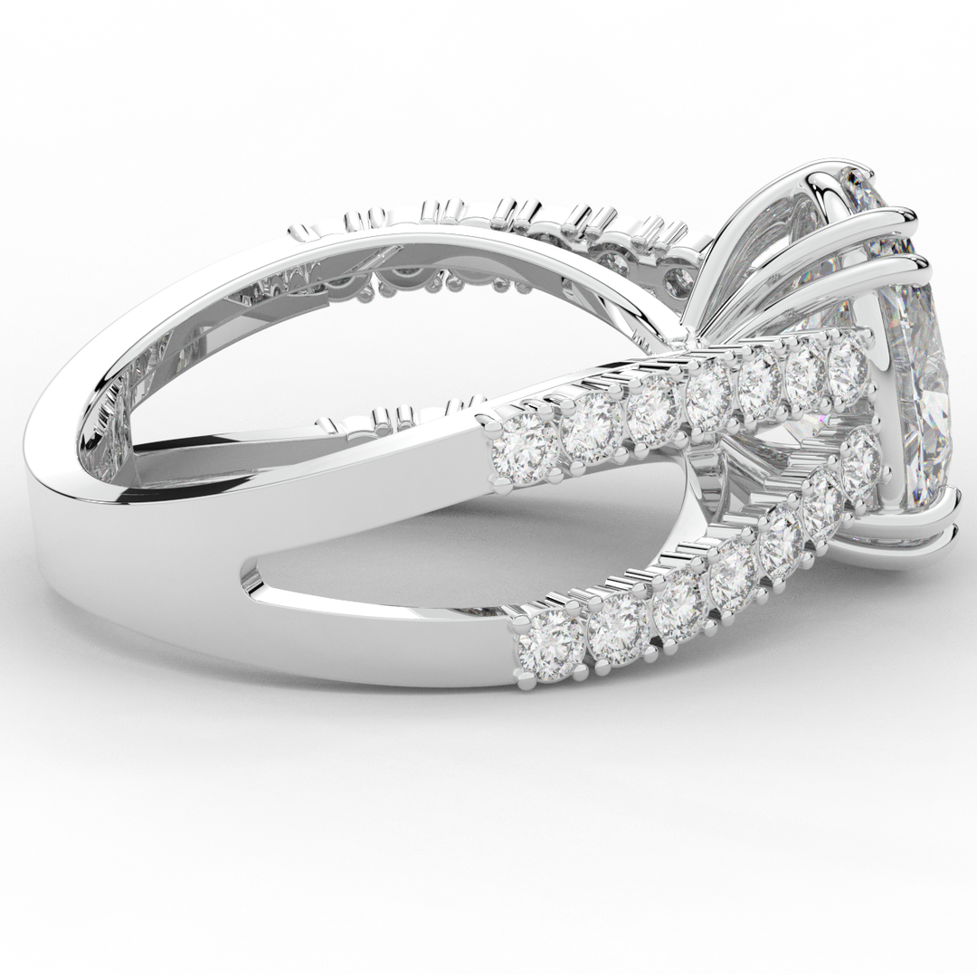 3.75CT.TW OVAL LAB DIAMOND SPLIT BAND ENGAGEMENT RING