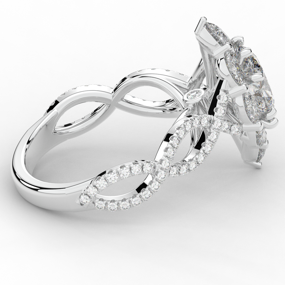 3.00CT.TW OVAL LAB DIAMOND HALO ENGAGEMENT RING - Nazarelle
