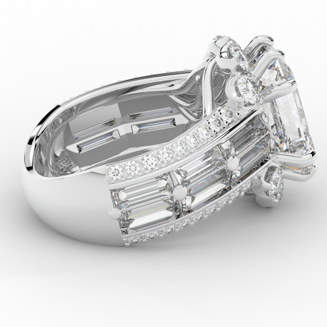 8.25CT.TW EMERALD CUT LAB DIAMOND HALO ENGAGEMENT RING - Nazarelle