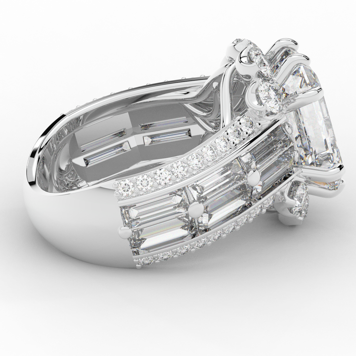 8.25CT.TW EMERALD CUT LAB DIAMOND HALO ENGAGEMENT RING - Nazarelle