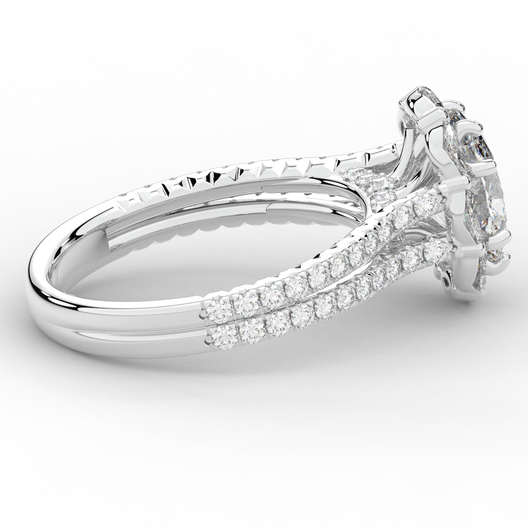 2.30CT.TW OVAL LAB DIAMOND HALO SPLIT SHANK ENGAGEMENT RING - Nazarelle