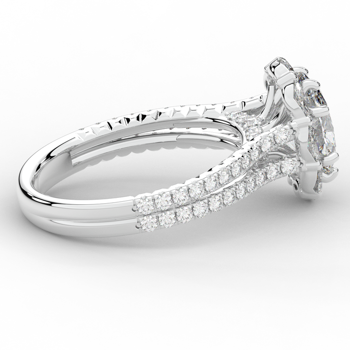 2.30CT.TW OVAL LAB DIAMOND HALO SPLIT SHANK ENGAGEMENT RING - Nazarelle