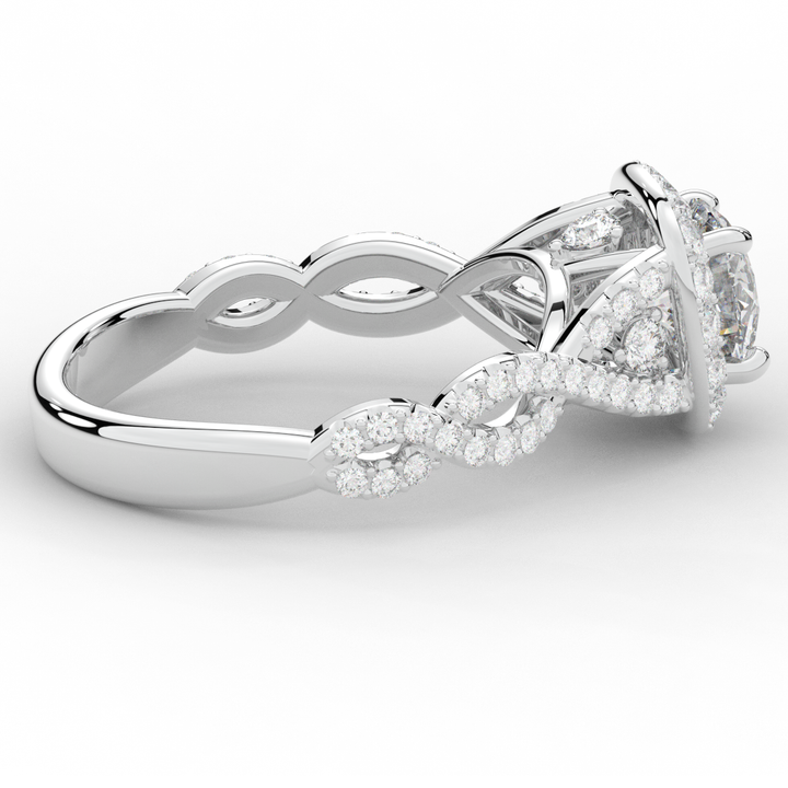 1.60CT.TW ROUND LAB DIAMOND HALO TWIST ENGAGEMENT RING - Nazarelle