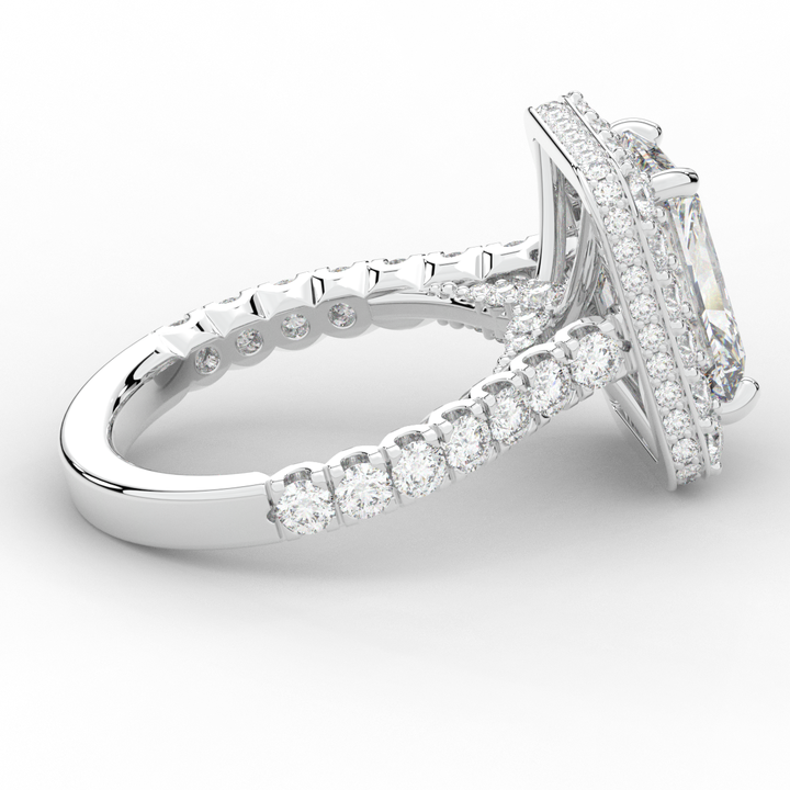 4.50CT.TW RADIANT LAB DIAMOND HALO ENGAGEMENT RING - Nazarelle