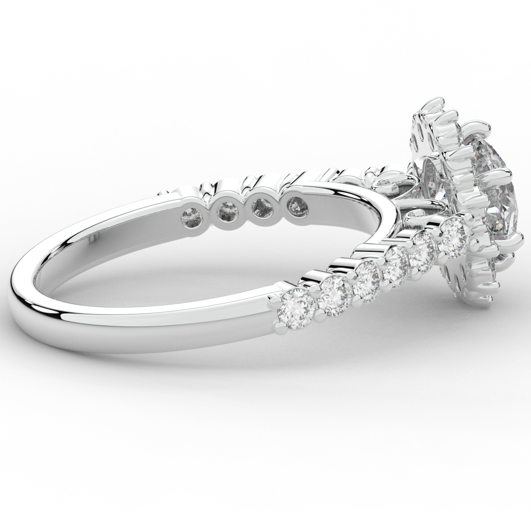 1.60CT.TW ROUND LAB DIAMOND HALO ENGAGEMENT RING - Nazarelle