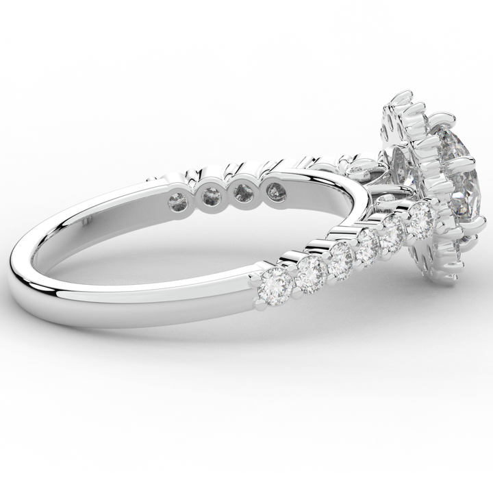 1.60CT.TW ROUND LAB DIAMOND HALO ENGAGEMENT RING - Nazarelle