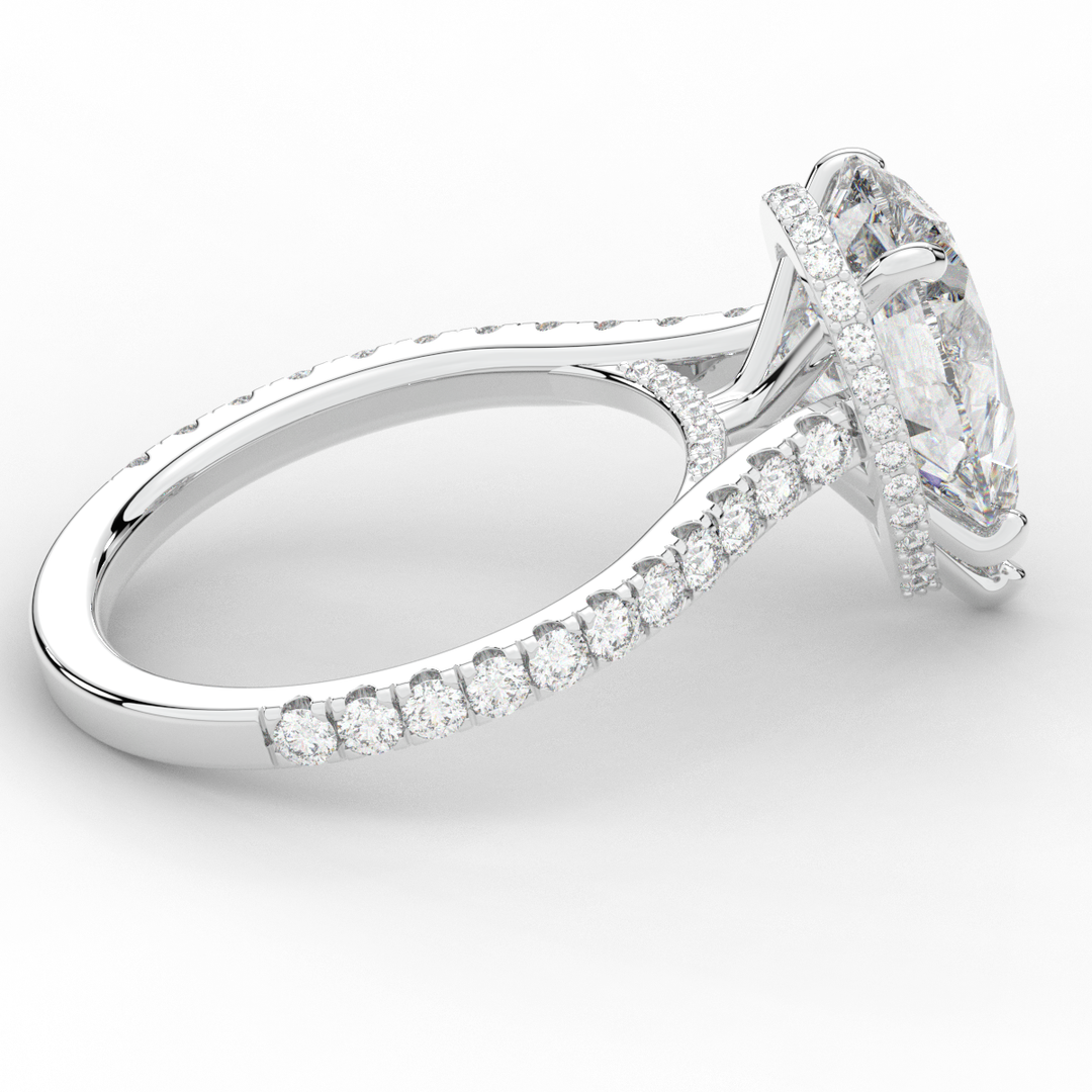 4.60CT.TW PEAR LAB DIAMOND UNDERHALO SOLITAIRE ENGAGEMENT RING - Nazarelle