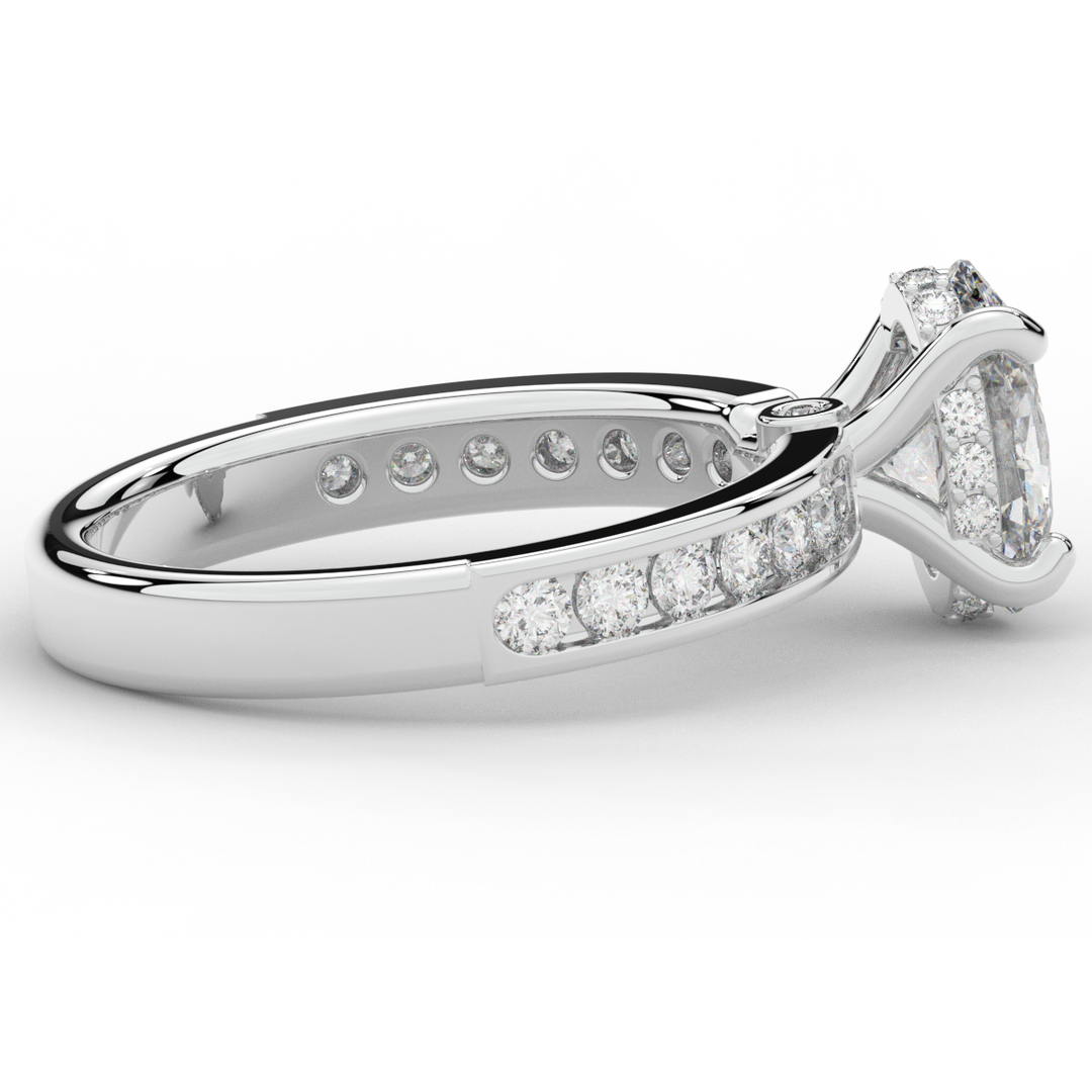 1.95CT.TW OVAL LAB DIAMOND UNDERHALO ENGAGEMENT RING - Nazarelle