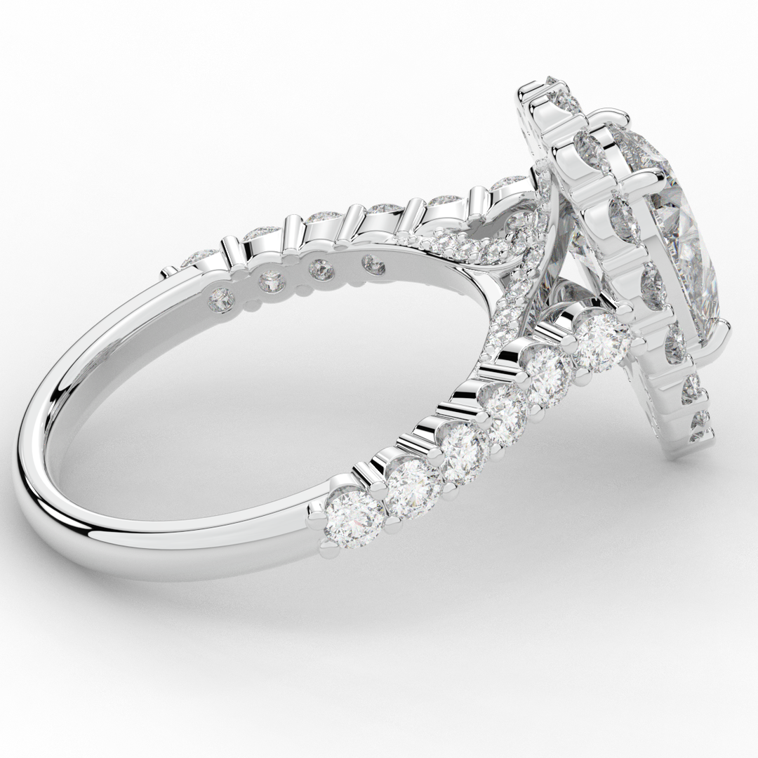3.10CT.TW PEAR LAB DIAMOND HALO ENGAGEMENT RING - Nazarelle