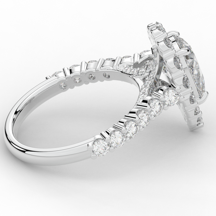3.10CT.TW PEAR LAB DIAMOND HALO ENGAGEMENT RING - Nazarelle