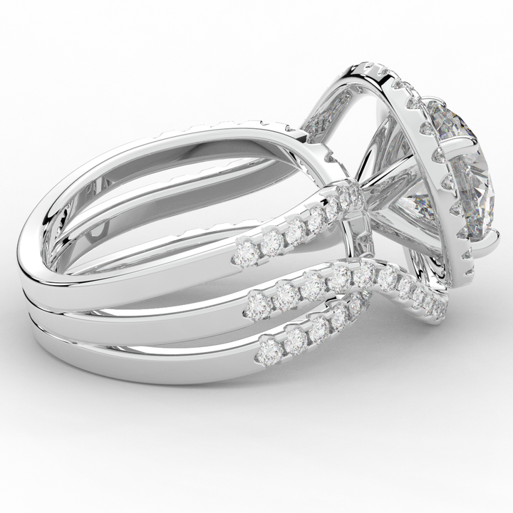 3.90CT.TW ROUND LAB DIAMOND TWIST HALO ENGAGEMENT RING - Nazarelle