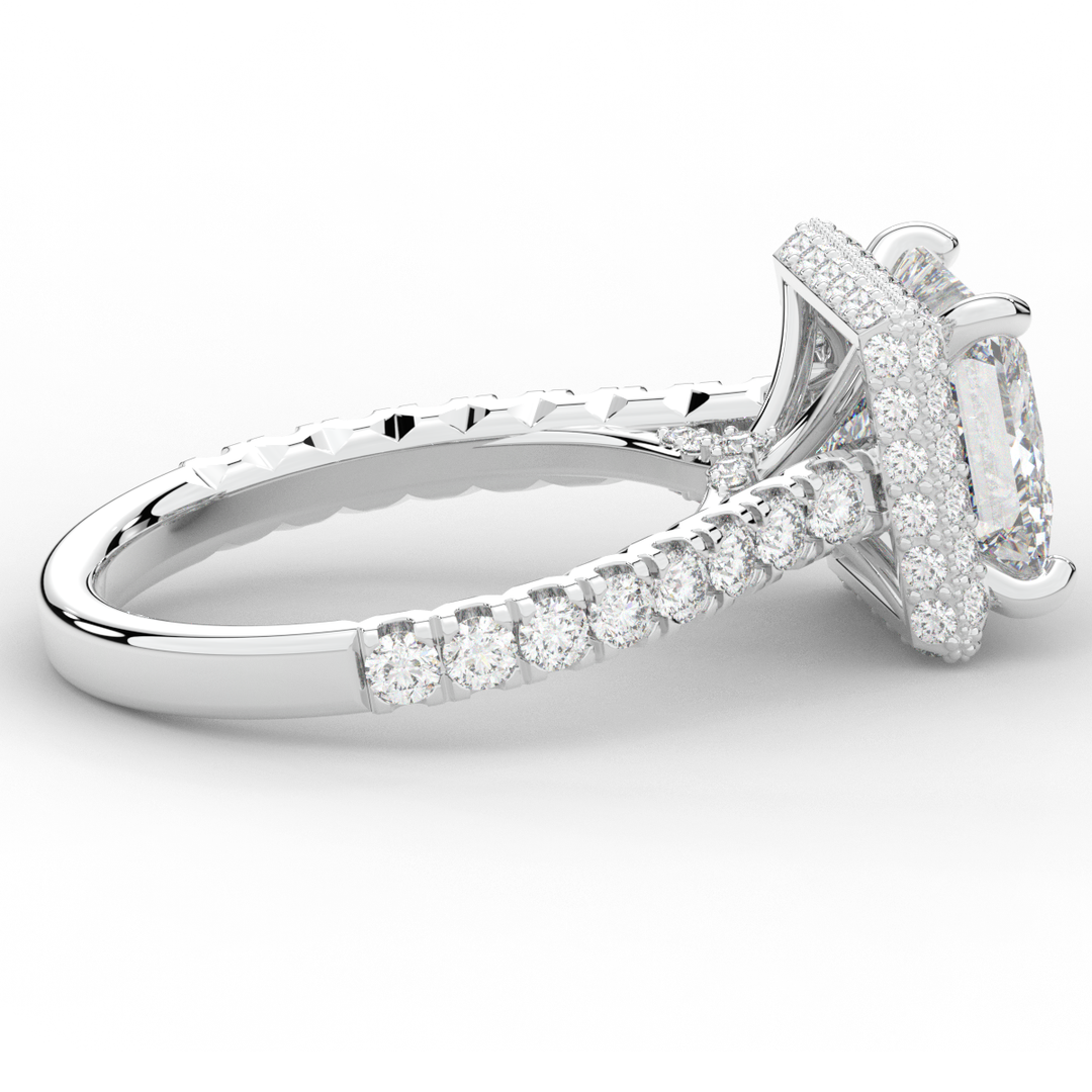 3.90CT.TW PRINCESS LAB DIAMOND HALO ENGAGEMENT RING - Nazarelle