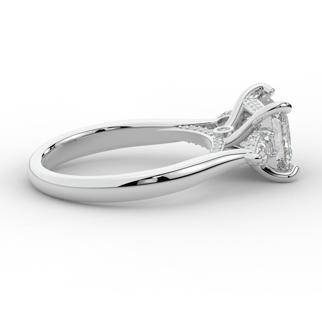 2.40CT.TW PRINCESS LAB DIAMOND 3 STONE ENGAGEMENT RING - Nazarelle
