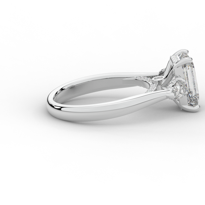 2.40CT.TW EMERALD CUT LAB DIAMOND 3 STONE ENGAGEMENT RING - Nazarelle